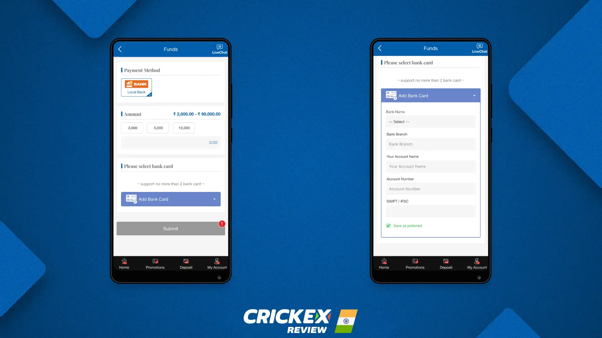 In order to withdraw money from the Crickex app you need to meet several conditions